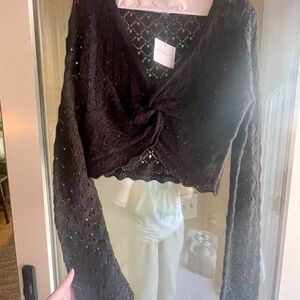 American Eagle Cropped Black Knit Sweater